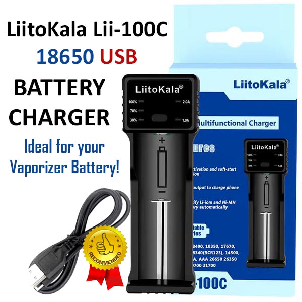 LiitoKala Lii-100C Single 18650 USB Battery Charger NZ