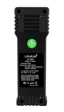 Back LiitoKala Lii-100C Single 18650 USB Battery Charger