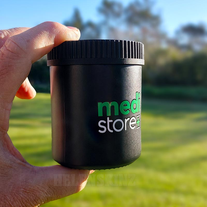 Holding the new MediStore Glass Storage Jar 250ml NZ